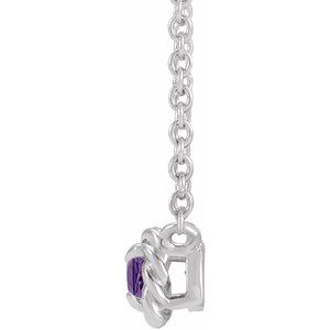 Platinum 5 mm Natural Amethyst Claw-Prong Rope 18" Necklace