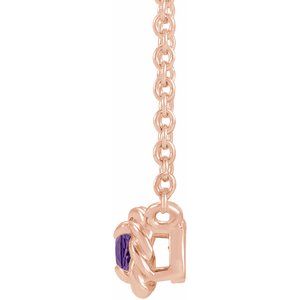 14K Rose Gold 4.5 mm Natural Amethyst Claw-Prong Rope 18" Necklace