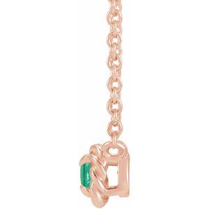 14K Rose Gold 3 mm Lab-Grown Emerald Claw-Prong Rope 18" Necklace
