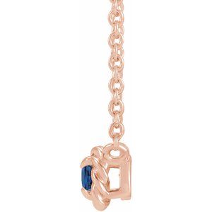 14K Rose Gold 5 mm Natural Blue Sapphire Claw-Prong Rope 18" Necklace
