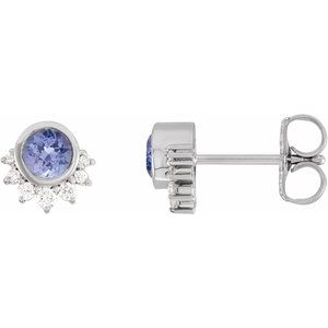 Platinum Natural Tanzanite & .08 CTW Natural Diamond Earrings