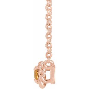 14K Rose Gold 4.5 mm Natural Citrine Claw-Prong Rope 18" Necklace