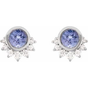 Sterling Silver Natural Tanzanite & .08 CTW Natural Diamond Earrings – image 2