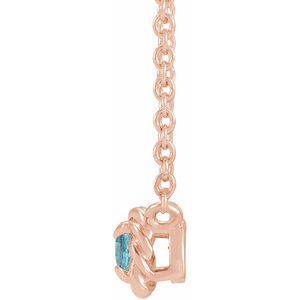 14K Rose Gold 3 mm Natural Blue Zircon Claw-Prong Rope 18" Necklace