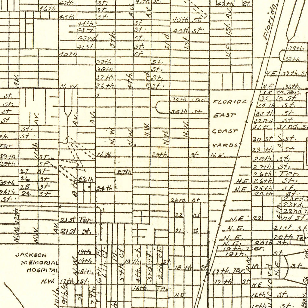 Vintage Map of Miami, Florida 1934