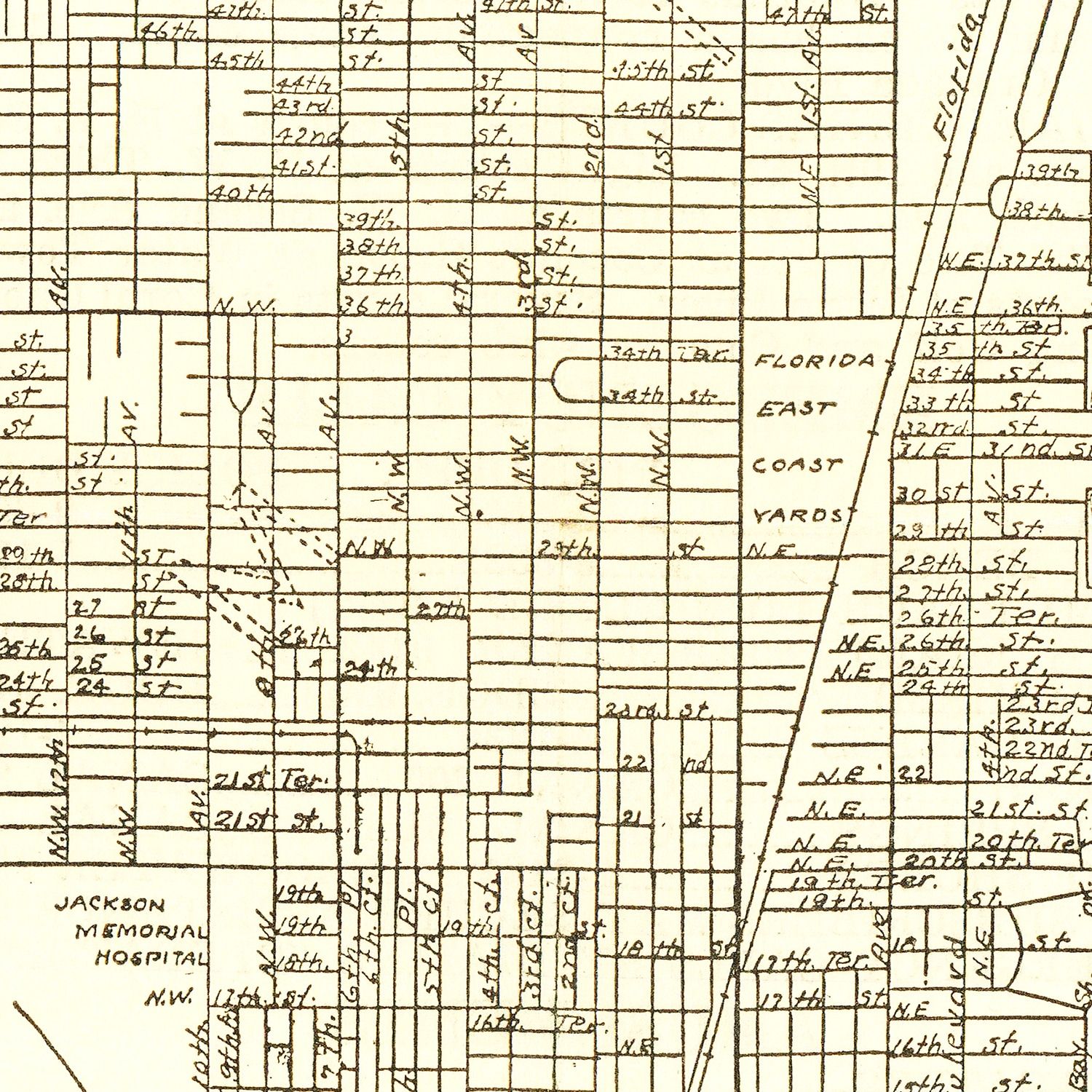 Vintage Map of Miami, Florida 1934