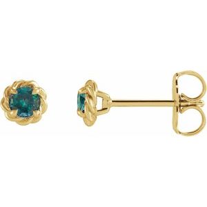 14K Yellow Gold 5 mm Lab-Grown Alexandrite Claw-Prong Rope Earrings