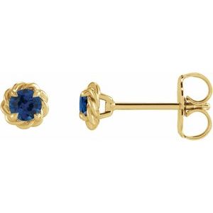 14K Yellow Gold 5 mm Lab-Grown Blue Sapphire Claw-Prong Rope Earrings