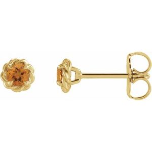14K Yellow Gold 5.5 mm Natural Citrine Claw-Prong Rope Earrings