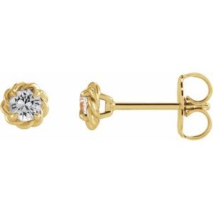 14K Yellow Gold 5 mm Natural White Sapphire Claw-Prong Rope Earrings