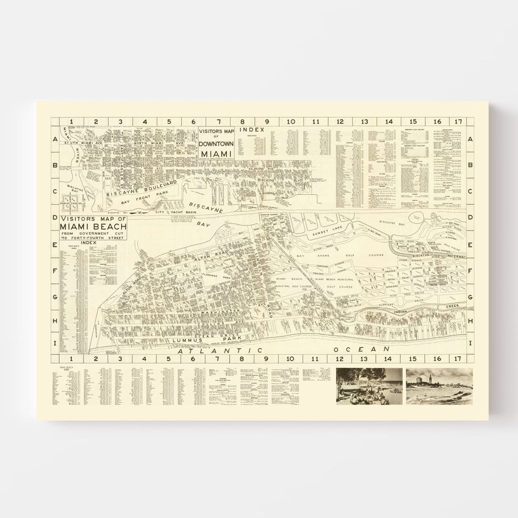 Vintage Map of Miami Beach, Florida 1935