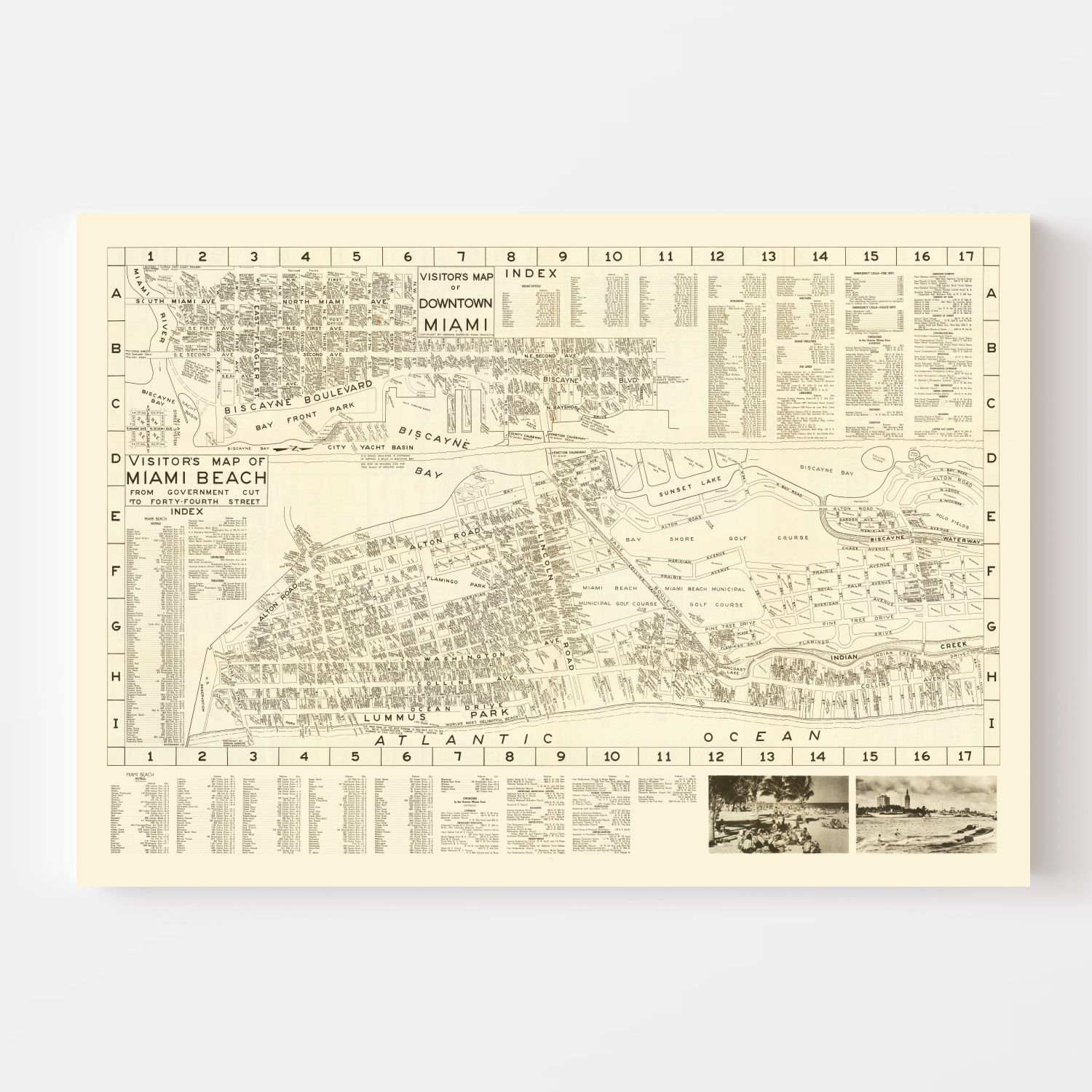Vintage Map of Miami Beach, Florida 1935