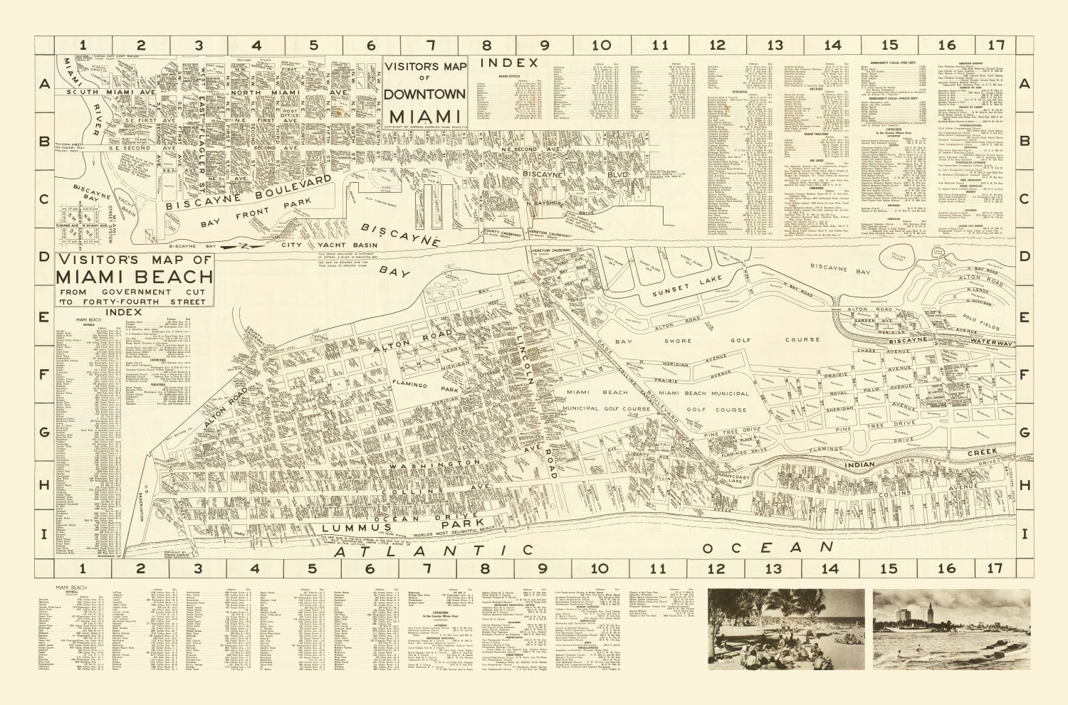 Vintage Map of Miami Beach, Florida 1935