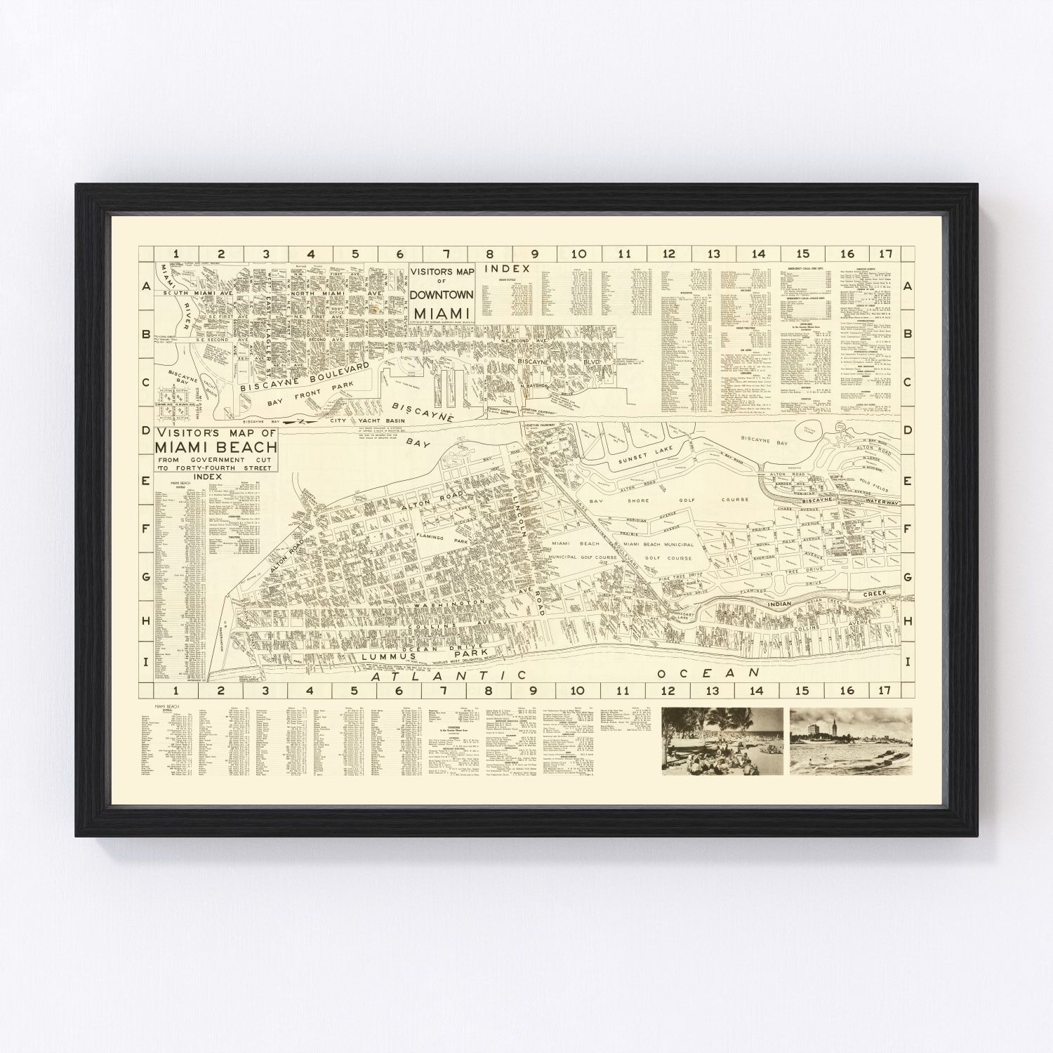 Vintage Map of Miami Beach, Florida 1935
