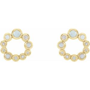 14K Yellow Gold Natural Ethiopian Opal & 1/8 CTW Natural Diamond Earrings – image 2