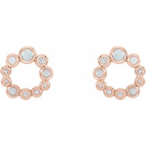 14K Rose Gold Natural Ethiopian Opal & 1/8 CTW Natural Diamond Earrings – image 2
