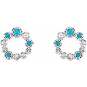Sterling Silver Natural Turquoise & 1/8 CTW Natural Diamond Earrings – image 2