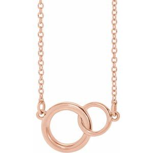 14K Rose Gold Interlocking Circle 16-18" Necklace