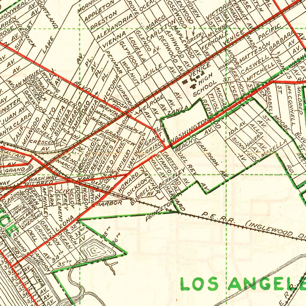 Vintage Map of Los Angeles, California 1926