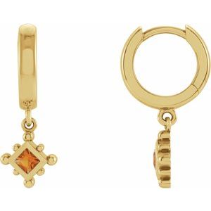Sterling Silver 2.5x2.5 mm Square Bezel-Set Hoop Earring Mounting