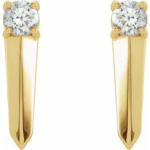 14K Yellow Gold 1/6 CTW Natural Diamond Knife-Edge Bar Earrings – image 2