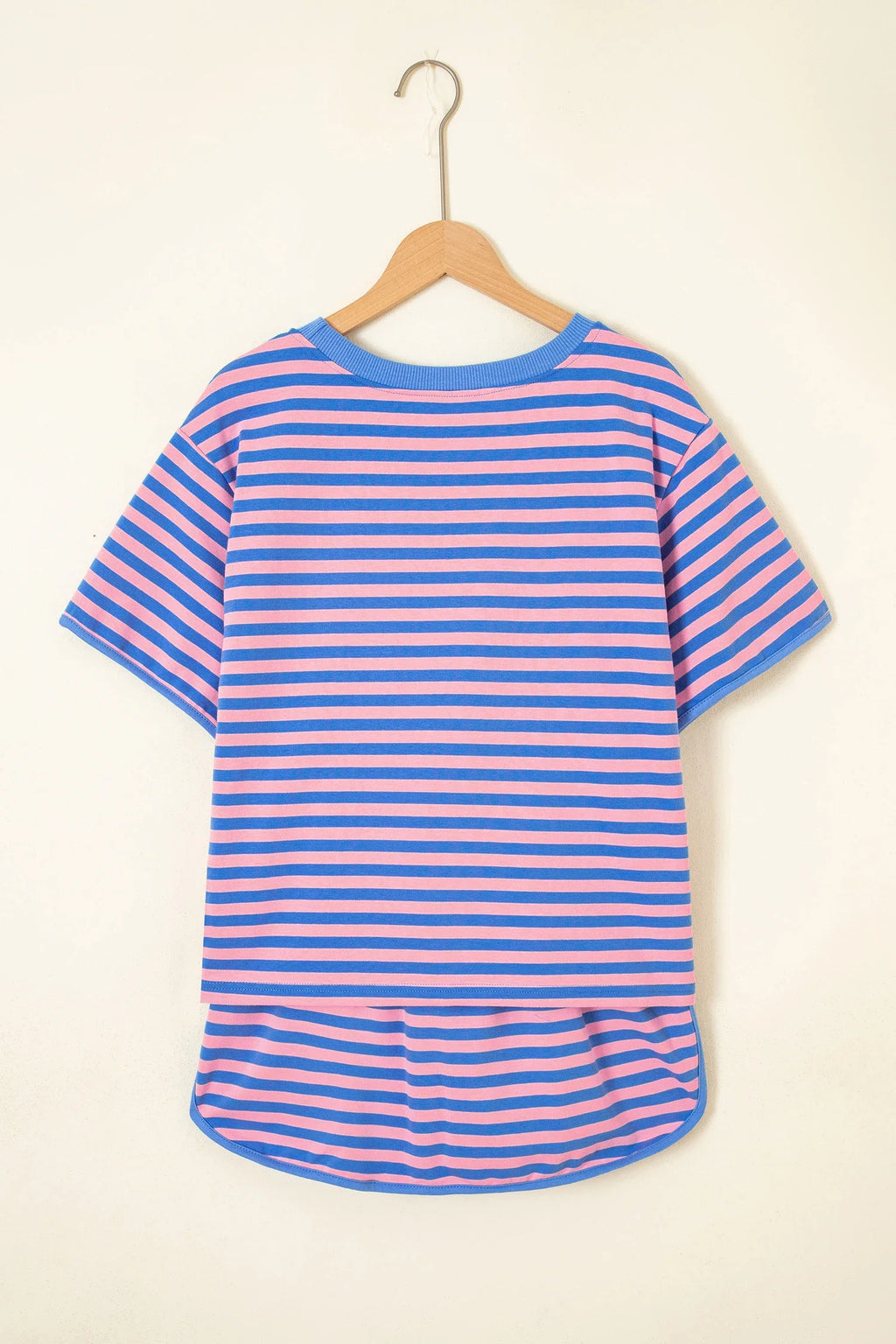 Stripe Contrast Trim Short Sleeve Top & Skirt Set