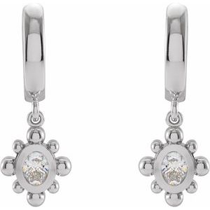 Sterling Silver 1/3 CTW Natural Diamond Beaded Bezel-Set Hinged Hoop Earrings – image 2