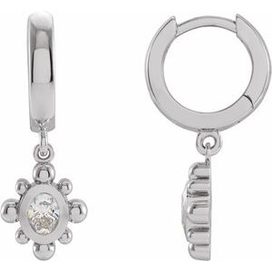 14K Rose Gold 4x3 mm Oval Beaded Bezel-Set Hinged Hoop Earring Mounting