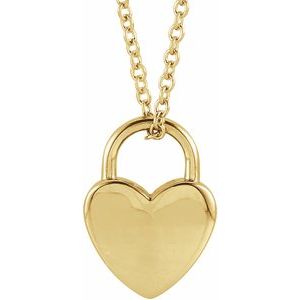 Engravable Heart Lock Necklace or Pendant