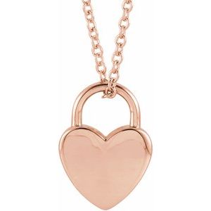 Engravable Heart Lock Necklace or Pendant
