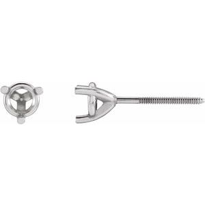 14K X1 White Gold 4.6 mm Round 3-Prong Earring Mounting