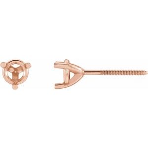 14K Rose Gold 4.6 mm Round 3-Prong Earring Mounting