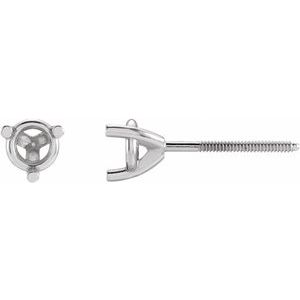 14K X1 White Gold 4.4 mm Round 3-Prong Earring Mounting