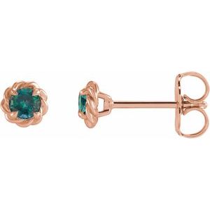 14K Rose Gold 4.5 mm Lab-Grown Alexandrite Claw-Prong Rope Earrings