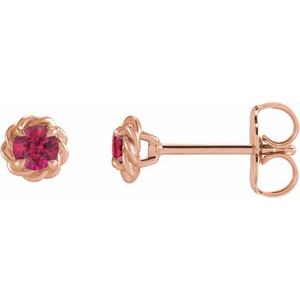 14K Rose Gold 5.5 mm Lab-Grown Ruby Claw-Prong Rope Earrings