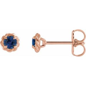 14K Rose Gold 3 mm Natural Blue Sapphire Claw-Prong Rope Earrings