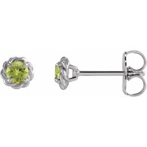 Sterling Silver 5.5 mm Natural Peridot Claw-Prong Rope Earrings
