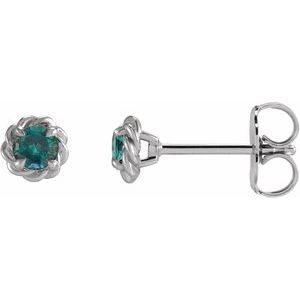 14K White Gold 4 mm Lab-Grown Alexandrite Claw-Prong Rope Earrings
