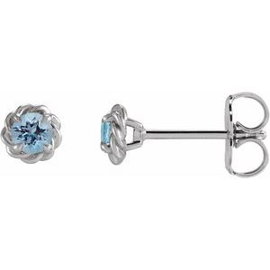 Platinum 5.5 mm Natural Aquamarine Claw-Prong Rope Earrings
