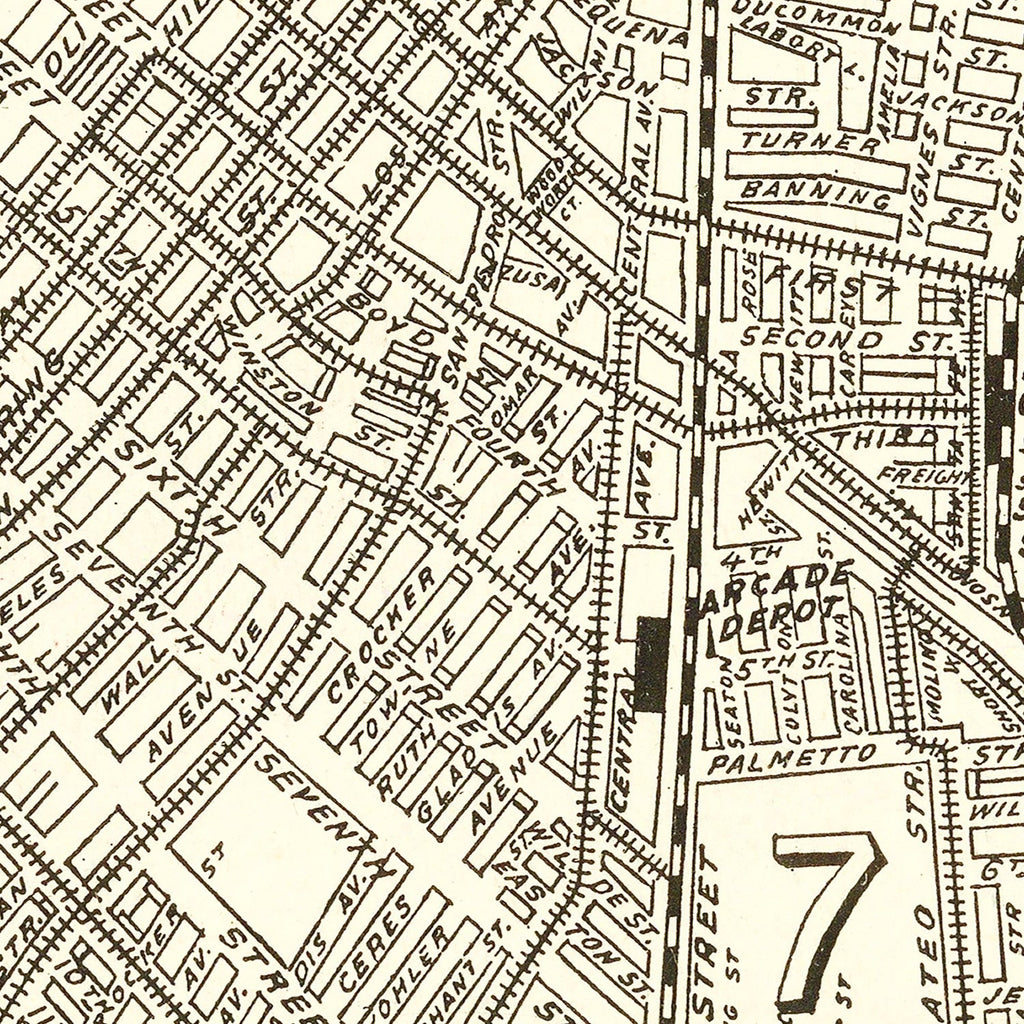Vintage Map of Los Angeles, California 1908