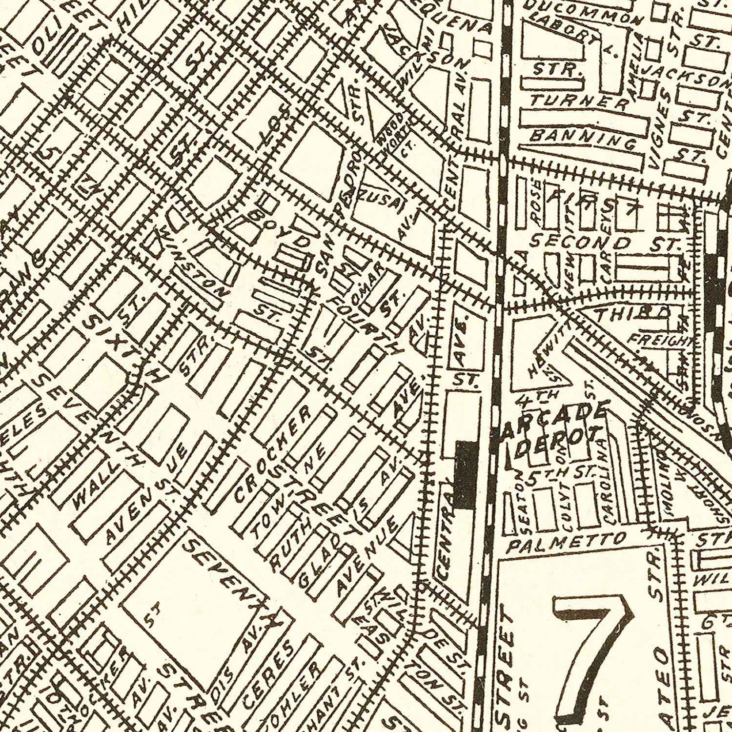 Vintage Map of Los Angeles, California 1908