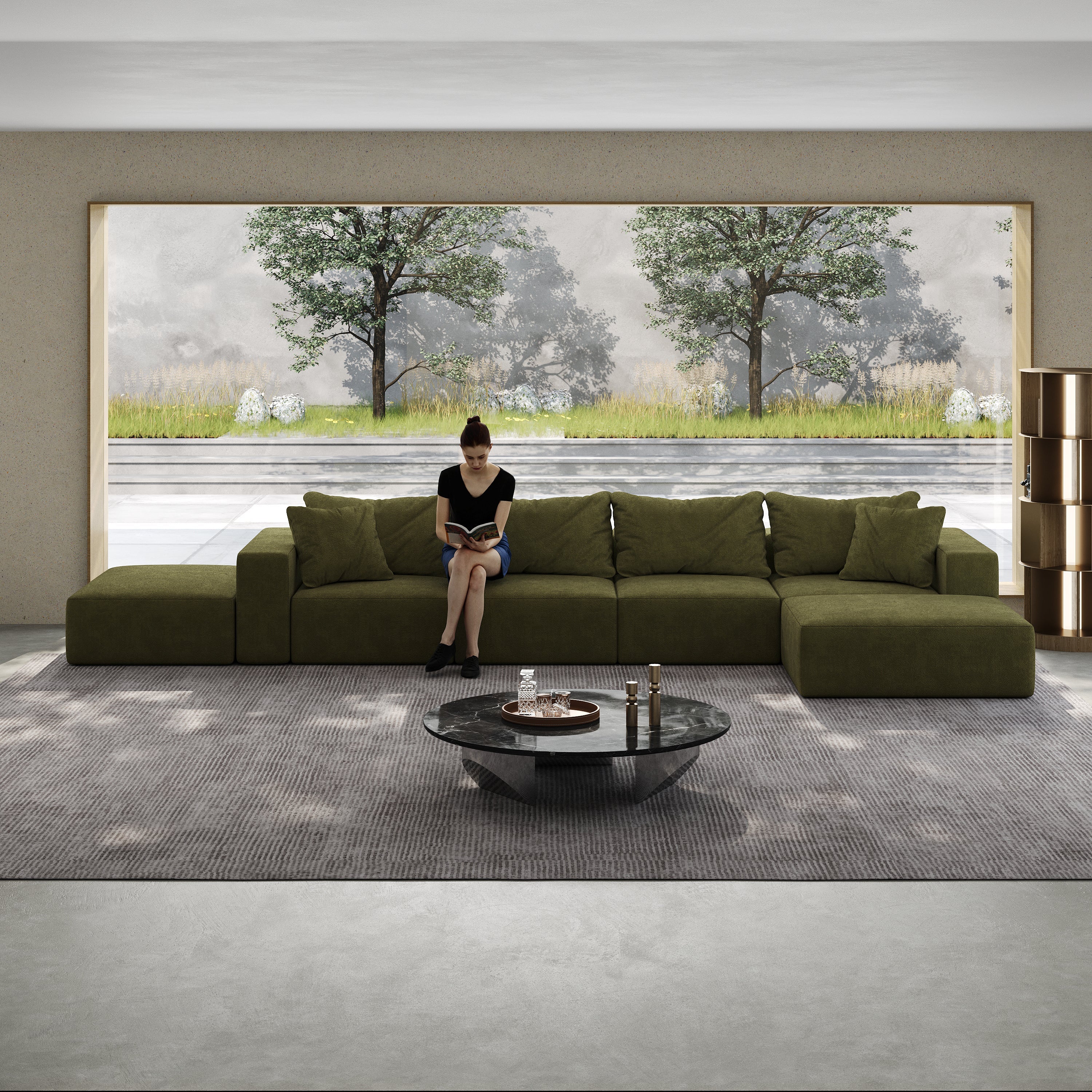 Oversized sponge cloud sofa,Modern Upholstered Sectional Sofa Couch Set,Modular 162' L Shaped Sectional Living Room Sofa Set With 6 Pillows,Free Combination Sofa Couch for Living Room,BedroomWF055