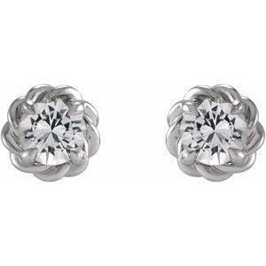 Sterling Silver 5 mm Natural White Sapphire Claw-Prong Rope Earrings – image 2