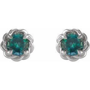 14K White Gold 4.5 mm Lab-Grown Alexandrite Claw-Prong Rope Earrings – image 2