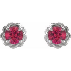 14K White Gold 5 mm Natural Ruby Claw-Prong Rope Earrings – image 2