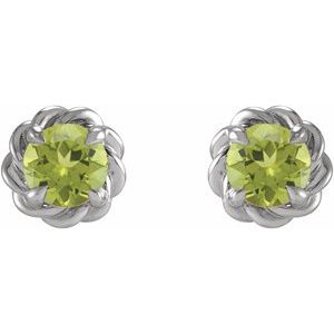 Platinum 5.5 mm Natural Peridot Claw-Prong Rope Earrings – image 2