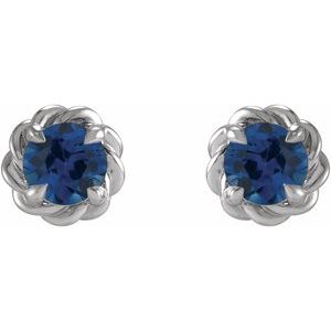 Platinum 5.5 mm Natural Blue Sapphire Claw-Prong Rope Earrings – image 2