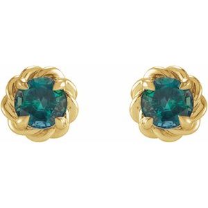 14K Yellow Gold 5 mm Lab-Grown Alexandrite Claw-Prong Rope Earrings – image 2