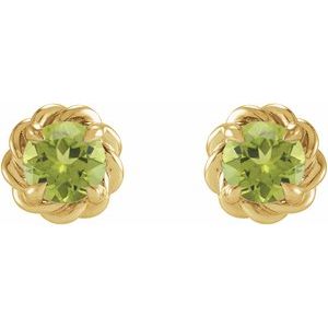 14K Yellow Gold 5.5 mm Natural Peridot Claw-Prong Rope Earrings – image 2