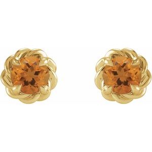 14K Yellow Gold 5.5 mm Natural Citrine Claw-Prong Rope Earrings – image 2